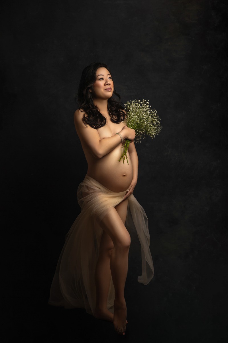 belmont expecting mom in studio pregnancy shoot