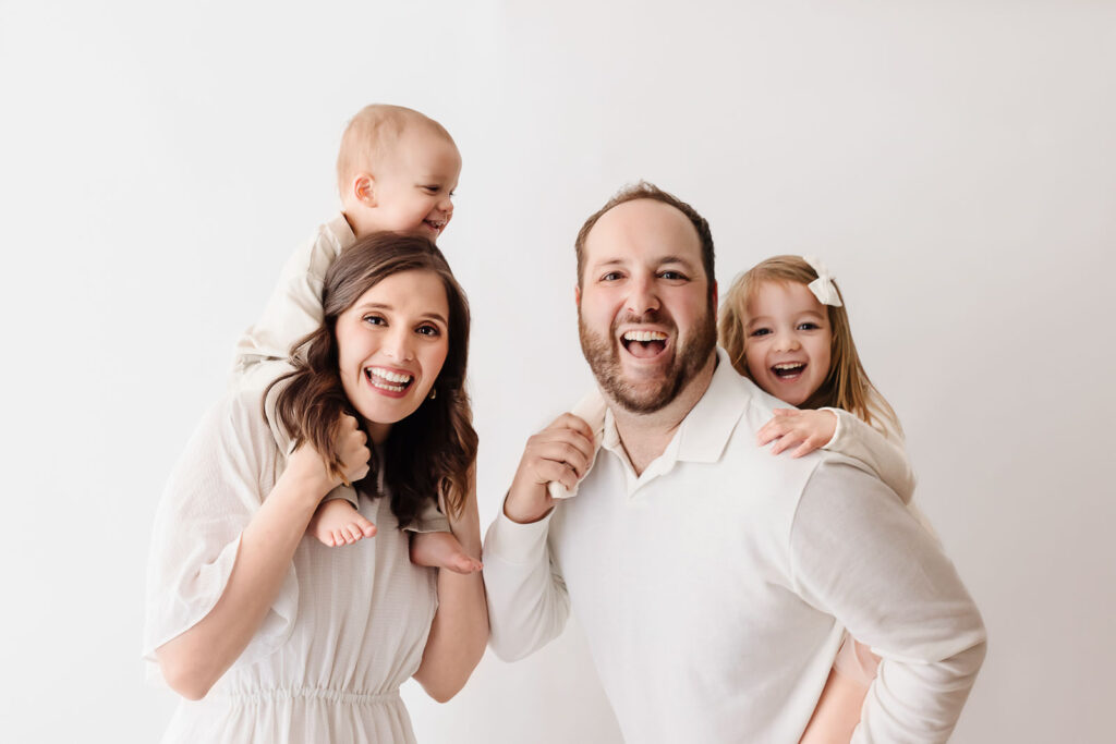 Family pose in studio 