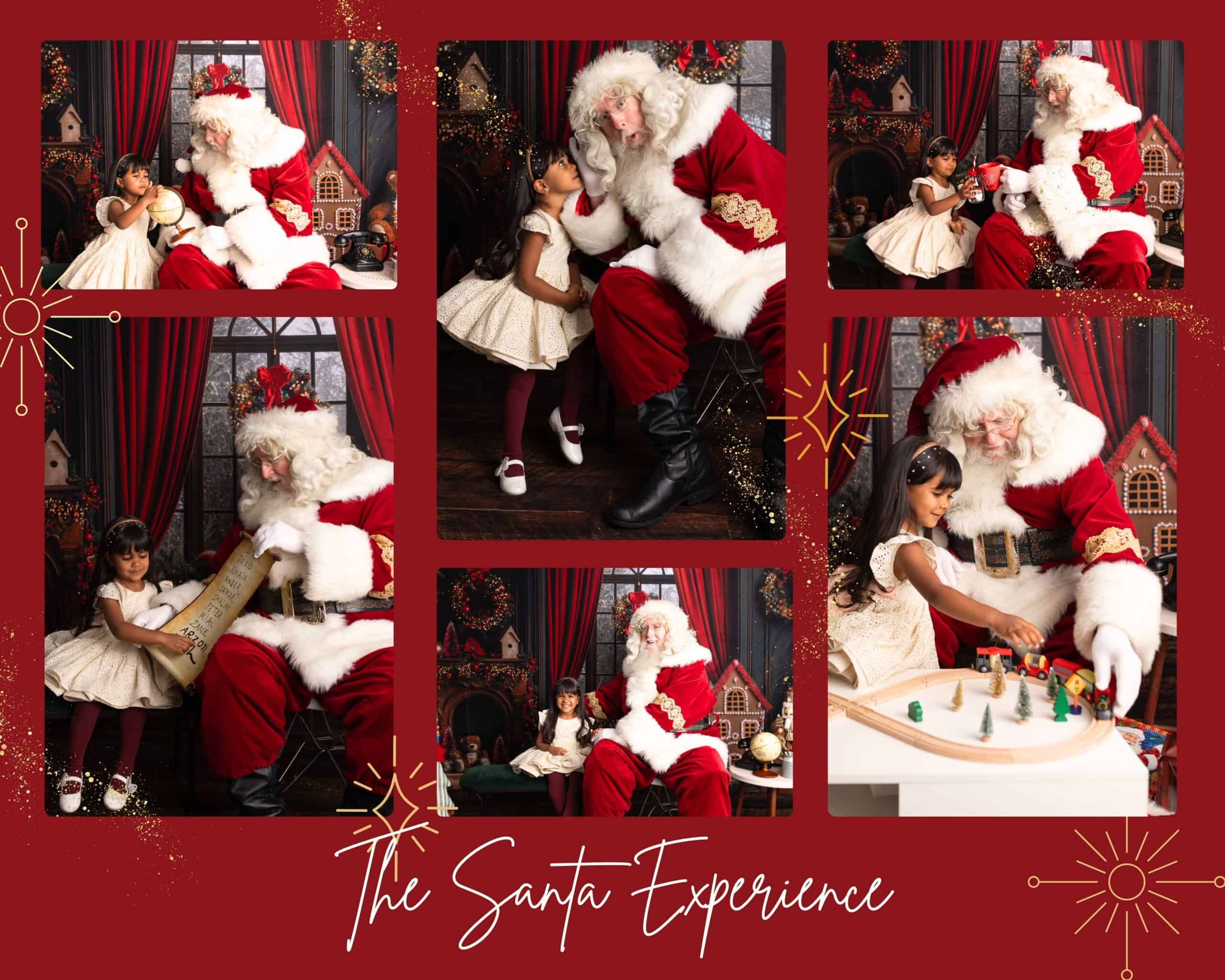 Photos with santa and milk and cookies with mrs claus
